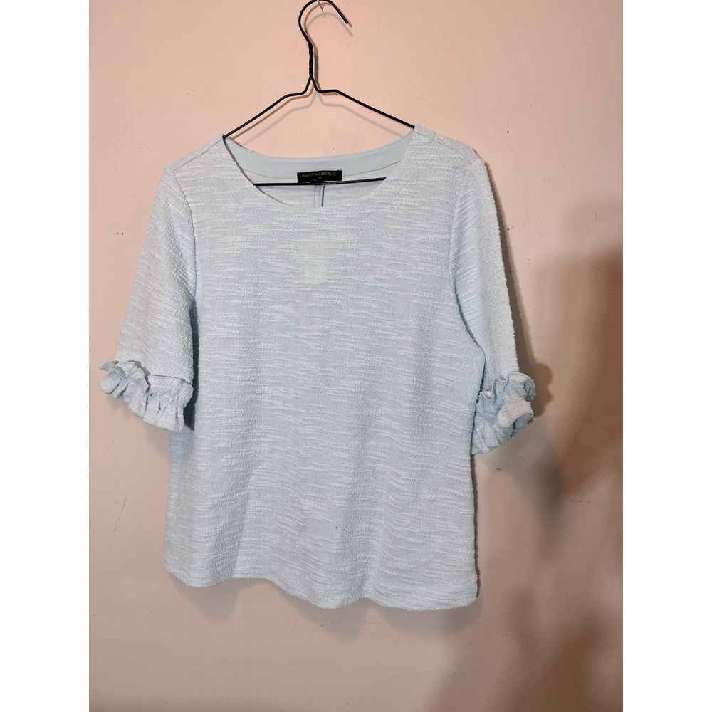 Women's Banana Republic Blue Tweed Like Blouse Top Size M NWT